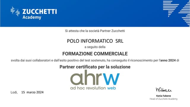 Attestato AHRW Commerciale
