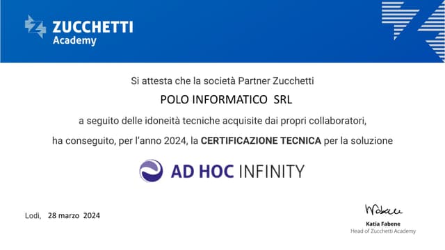 Attestato Infinity 2024