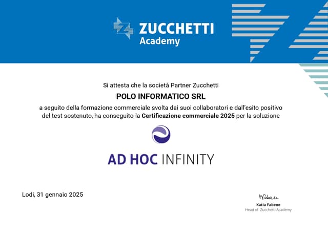Attestato Commerciale Infinity