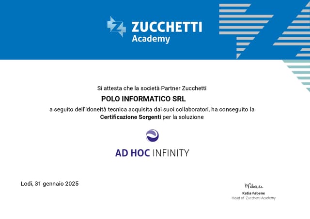 Attestato Sorgenti Infinity